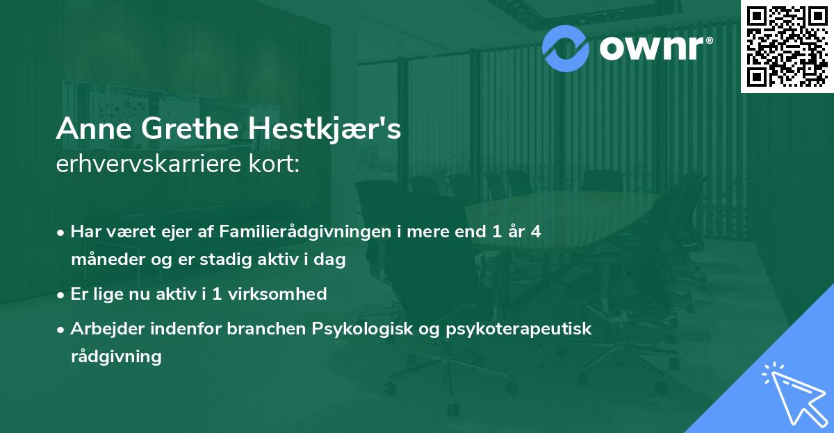 Anne Grethe Hestkjær's erhvervskarriere kort