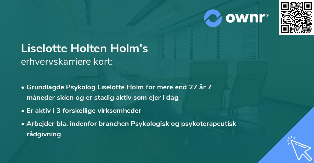 Liselotte Holten Holm's erhvervskarriere kort