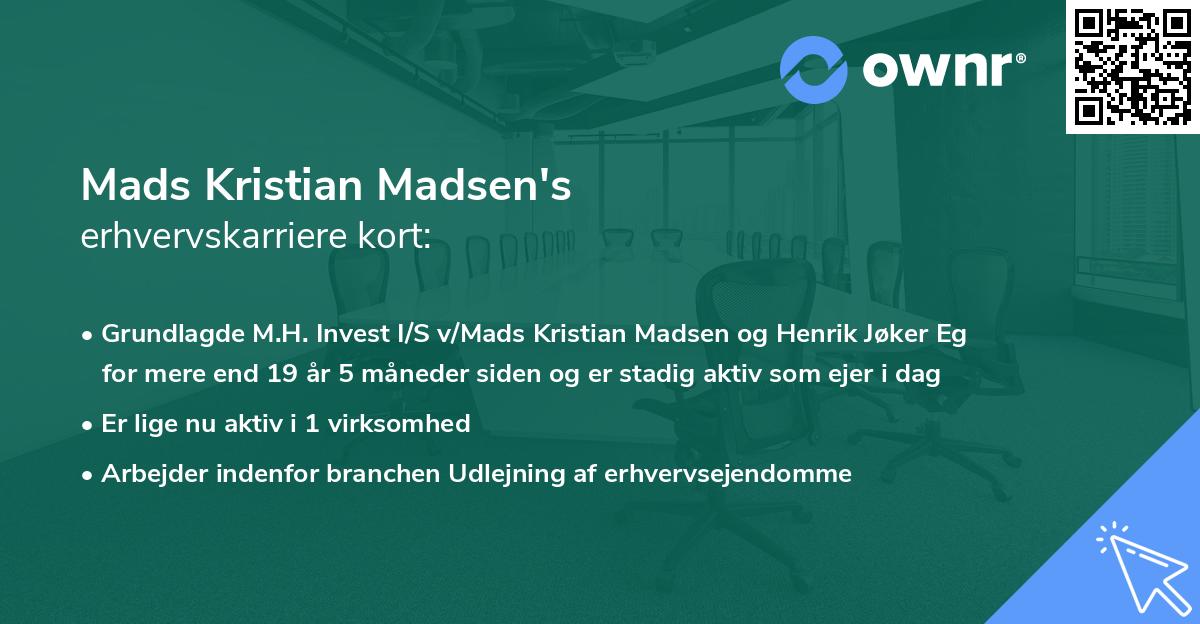 Mads Kristian Madsen's erhvervskarriere kort