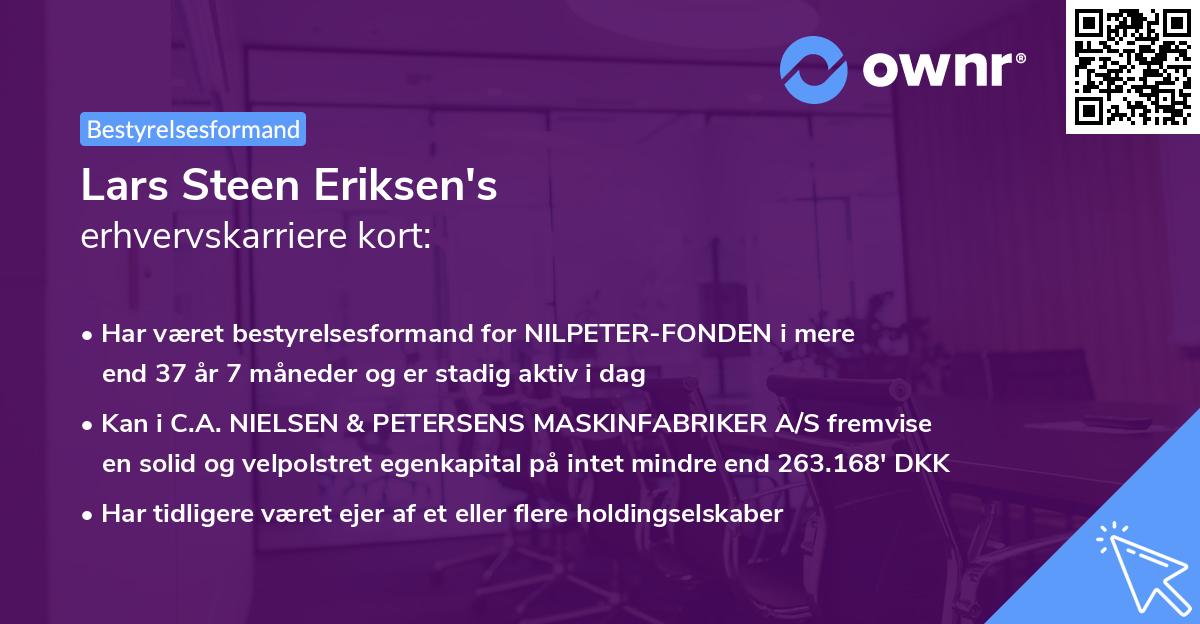 Lars Steen Eriksen's erhvervskarriere kort