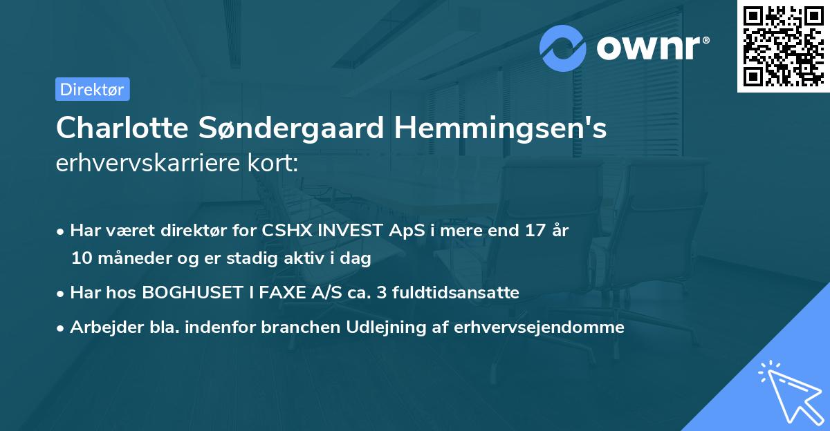 Charlotte Søndergaard Hemmingsen's erhvervskarriere kort
