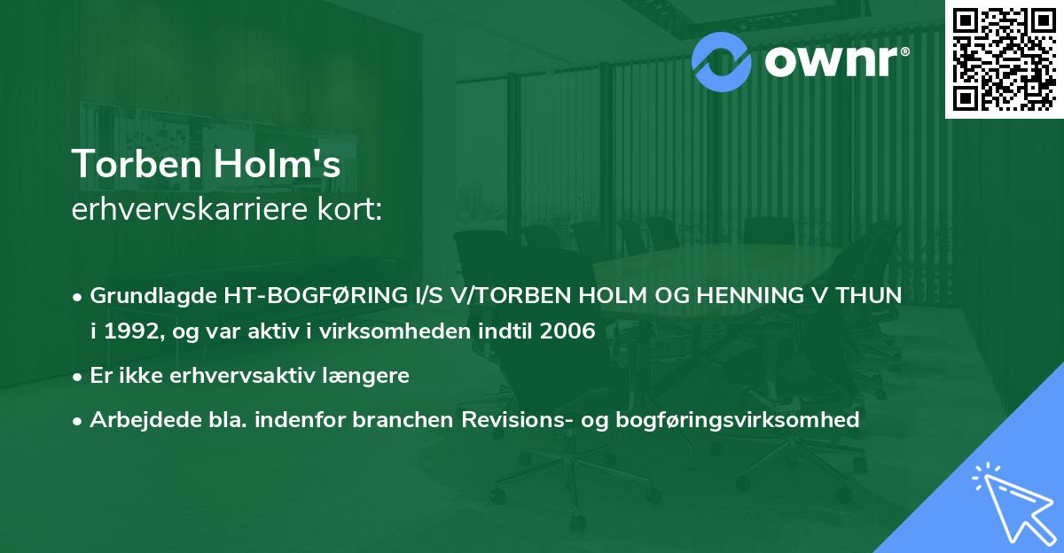 Torben Holm's erhvervskarriere kort