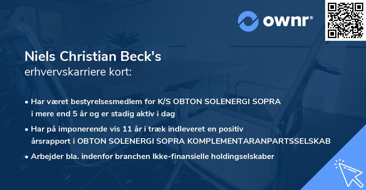 Niels Christian Beck's erhvervskarriere kort