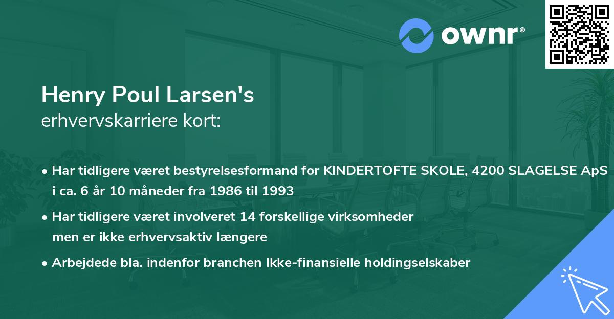 Henry Poul Larsen's erhvervskarriere kort