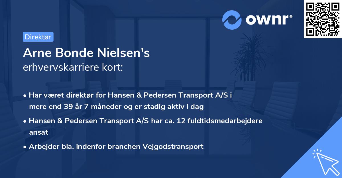 Arne Bonde Nielsen's erhvervskarriere kort