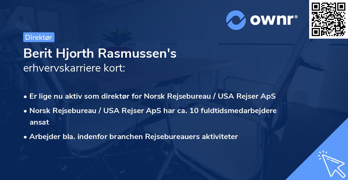 Berit Hjorth Rasmussen's erhvervskarriere kort