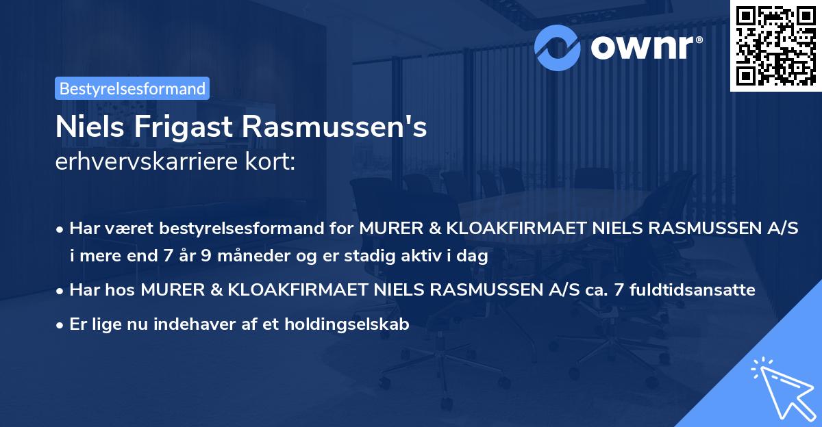 Niels Frigast Rasmussen's erhvervskarriere kort