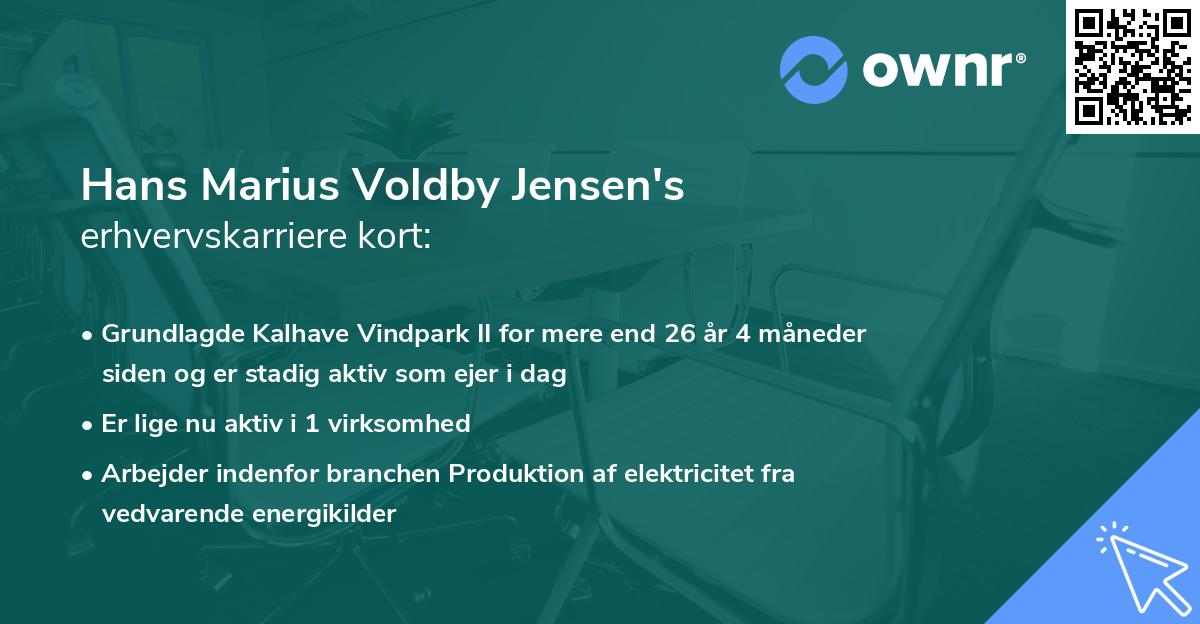 Hans Marius Voldby Jensen's erhvervskarriere kort