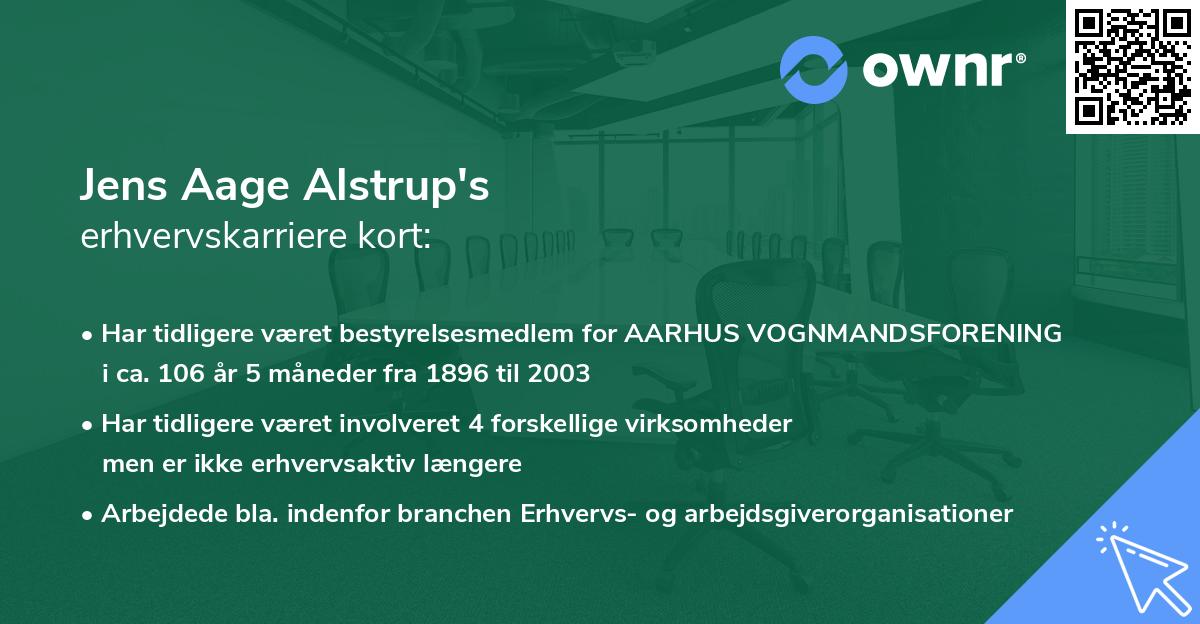 Jens Aage Alstrup's erhvervskarriere kort