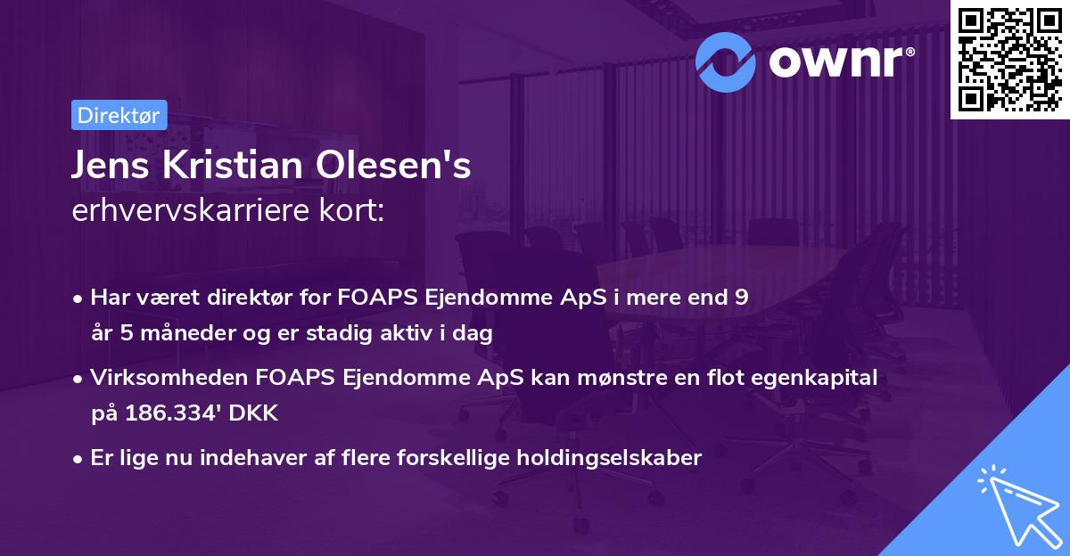 Jens Kristian Olesen's erhvervskarriere kort