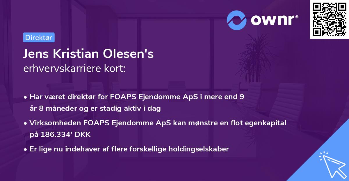 Jens Kristian Olesen's erhvervskarriere kort