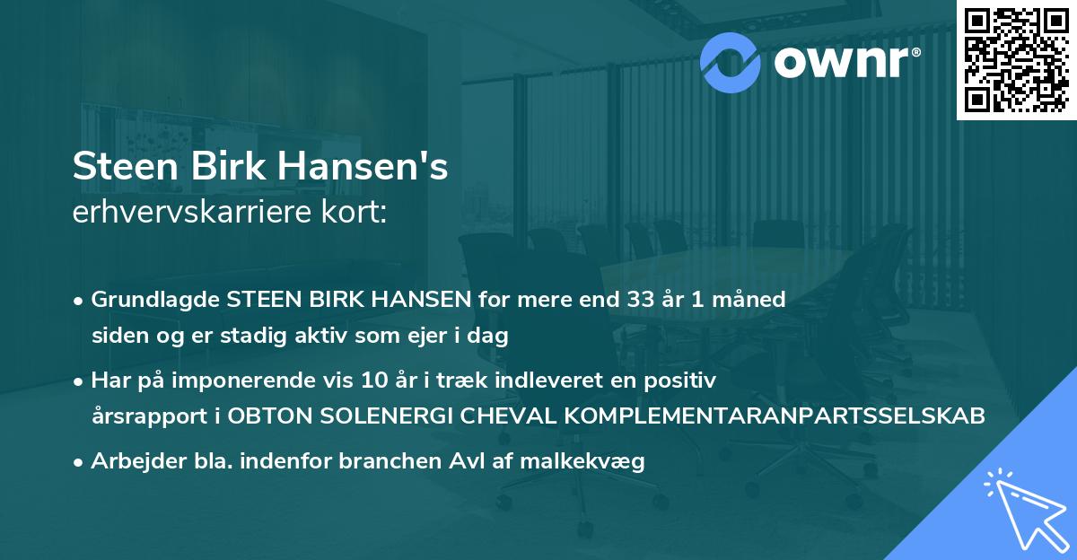 Steen Birk Hansen's erhvervskarriere kort