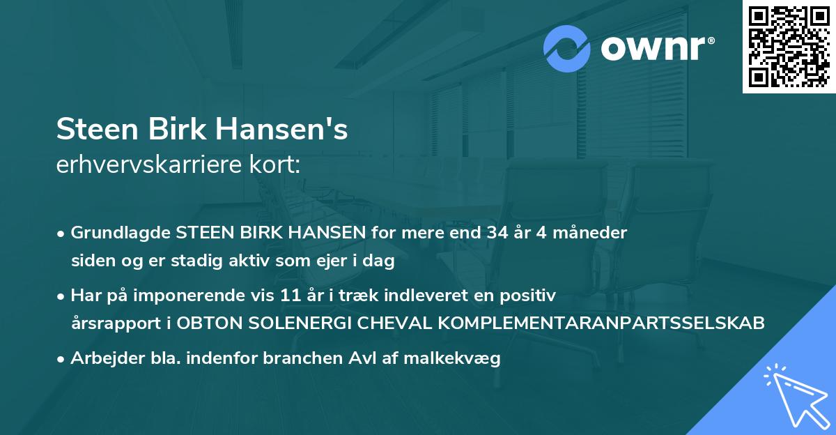 Steen Birk Hansen's erhvervskarriere kort