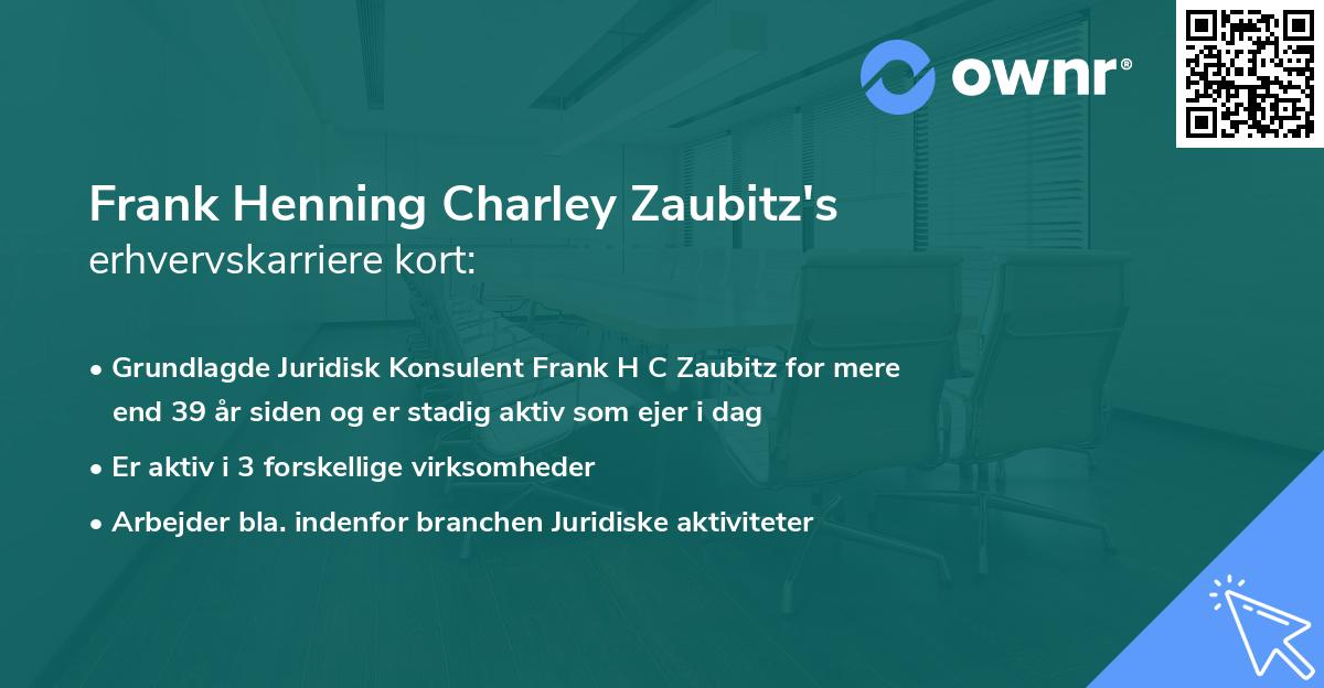 Frank Henning Charley Zaubitz's erhvervskarriere kort