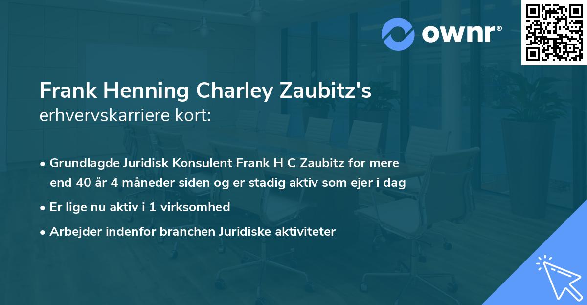 Frank Henning Charley Zaubitz's erhvervskarriere kort
