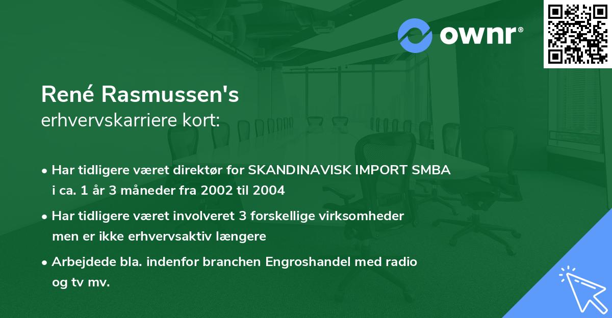 René Rasmussen's erhvervskarriere kort