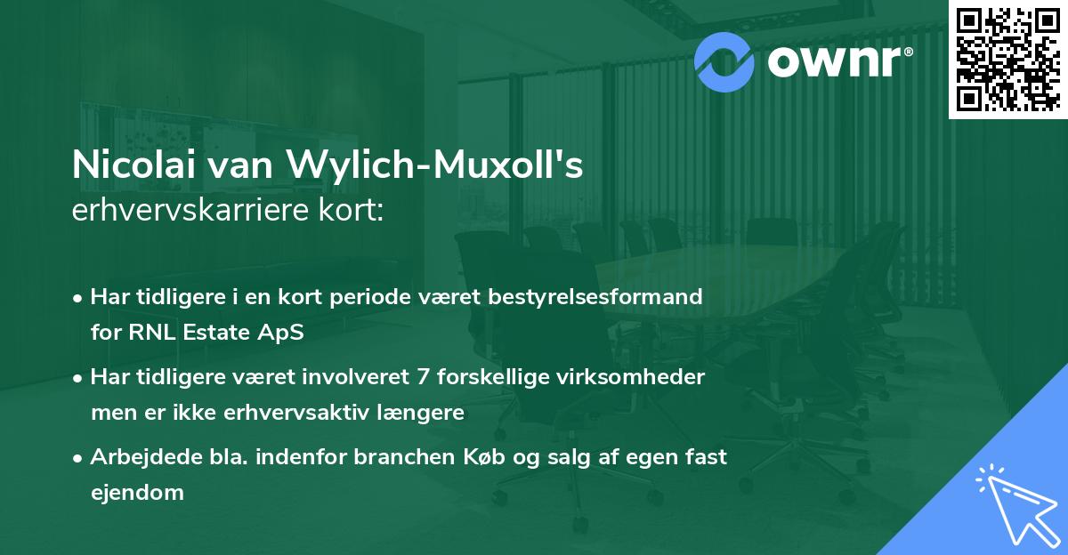 Nicolai van Wylich-Muxoll's erhvervskarriere kort