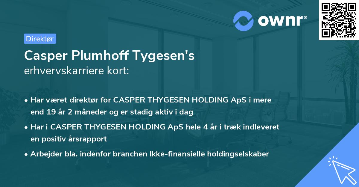 Casper Plumhoff Tygesen's erhvervskarriere kort