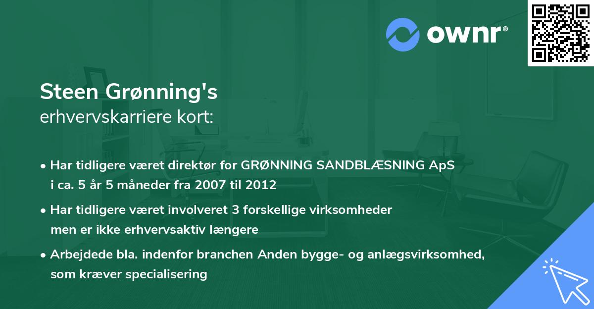 Steen Grønning's erhvervskarriere kort