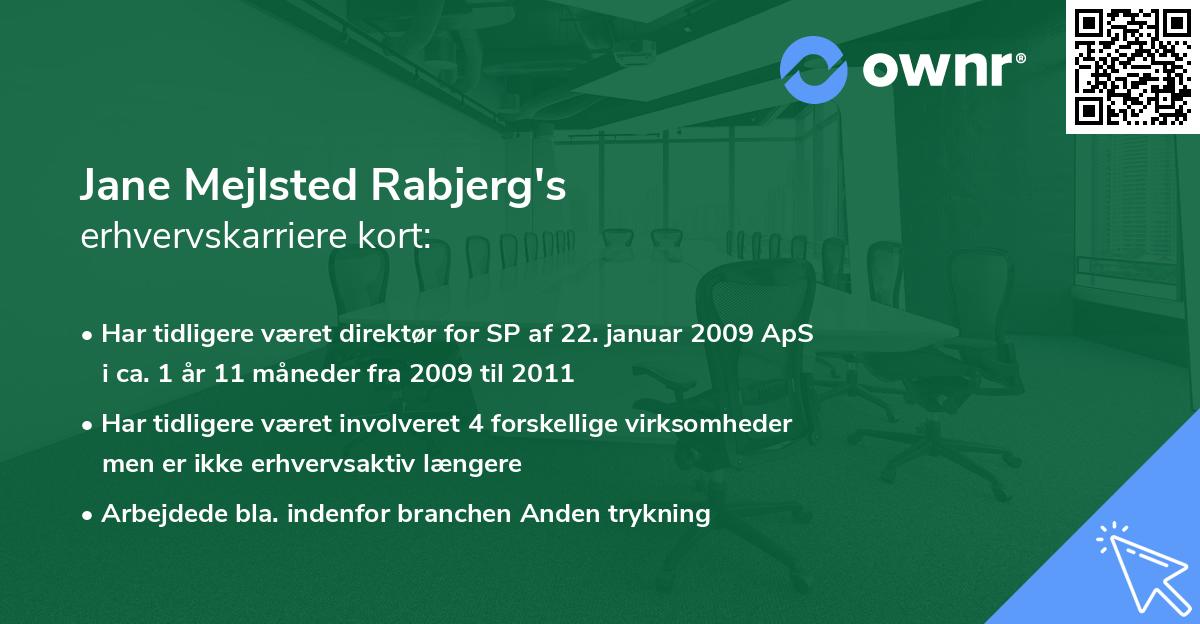 Jane Mejlsted Rabjerg's erhvervskarriere kort