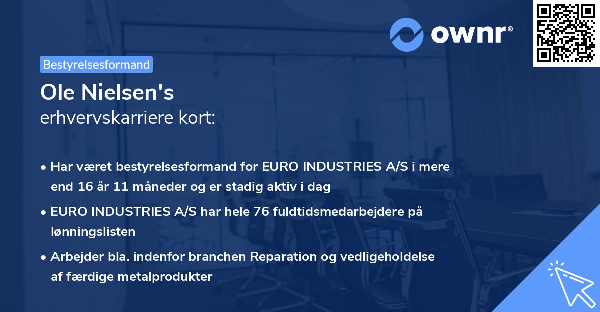 Ole Nielsen's erhvervskarriere kort
