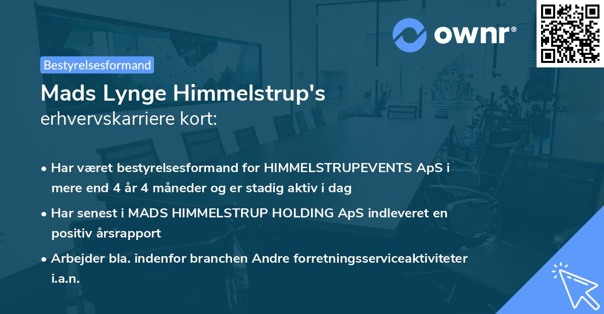 Mads Lynge Himmelstrup's erhvervskarriere kort