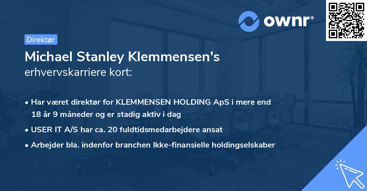 Michael Stanley Klemmensen's erhvervskarriere kort