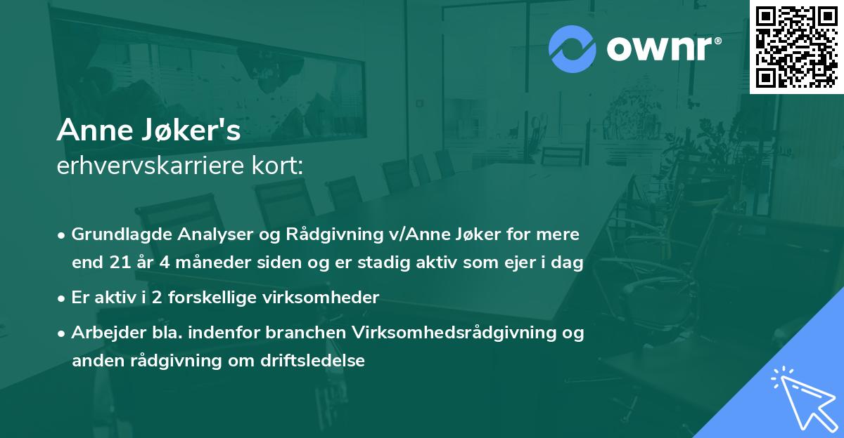 Anne Jøker's erhvervskarriere kort