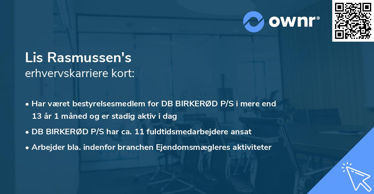 Lis Rasmussen's erhvervskarriere kort