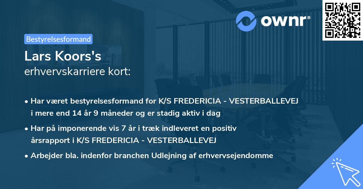 Lars Koors's erhvervskarriere kort