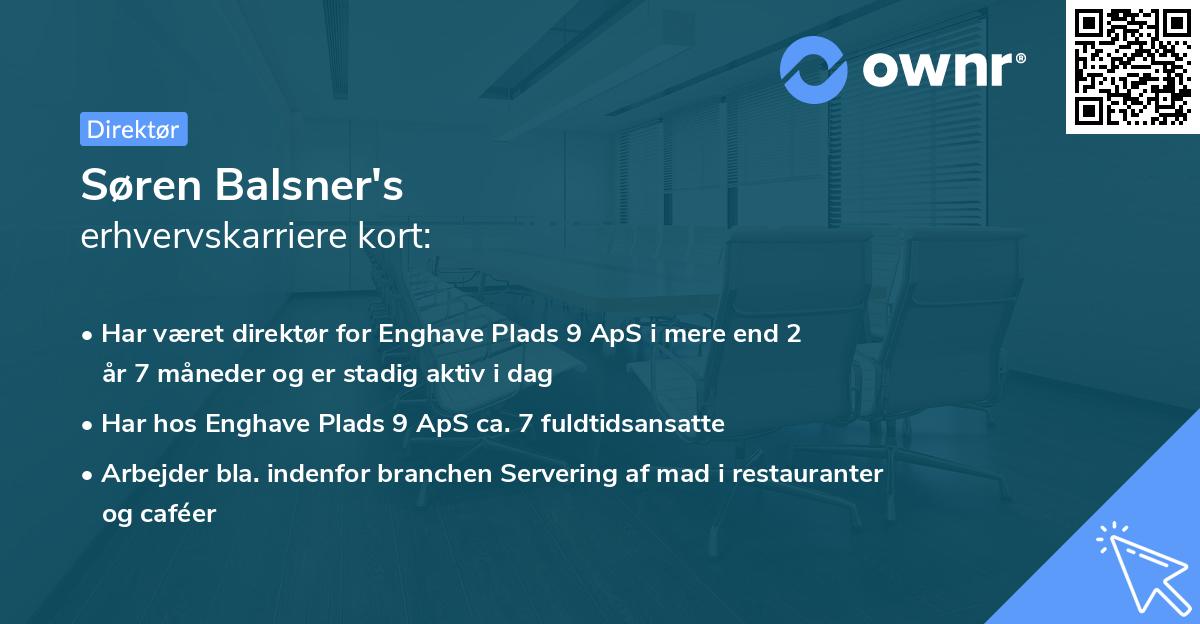 Søren Balsner's erhvervskarriere kort