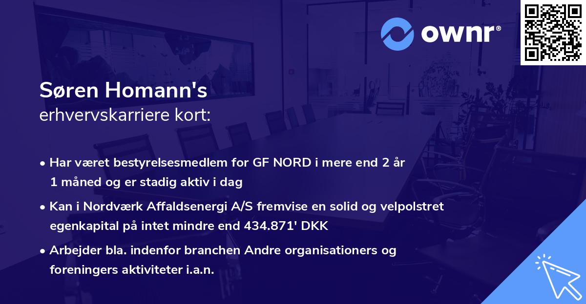 Søren Homann's erhvervskarriere kort