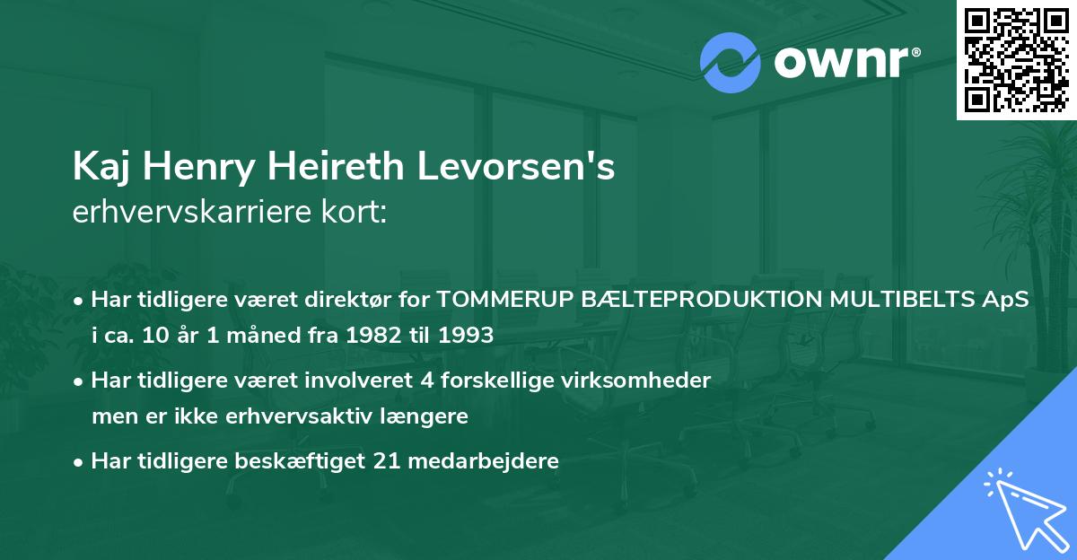Kaj Henry Heireth Levorsen's erhvervskarriere kort
