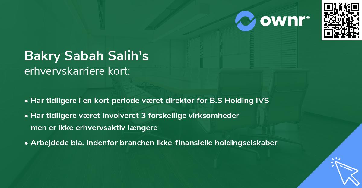 Bakry Sabah Salih's erhvervskarriere kort