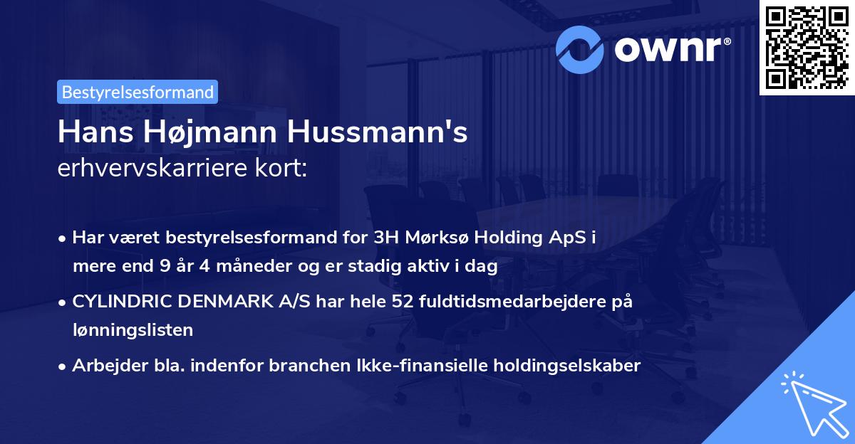 Hans Højmann Hussmann's erhvervskarriere kort