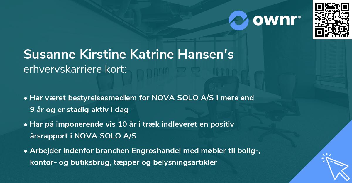 Susanne Kirstine Katrine Hansen's erhvervskarriere kort