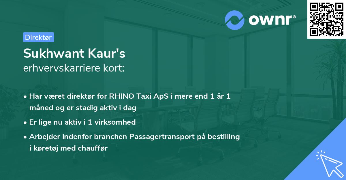 Sukhwant Kaur's erhvervskarriere kort