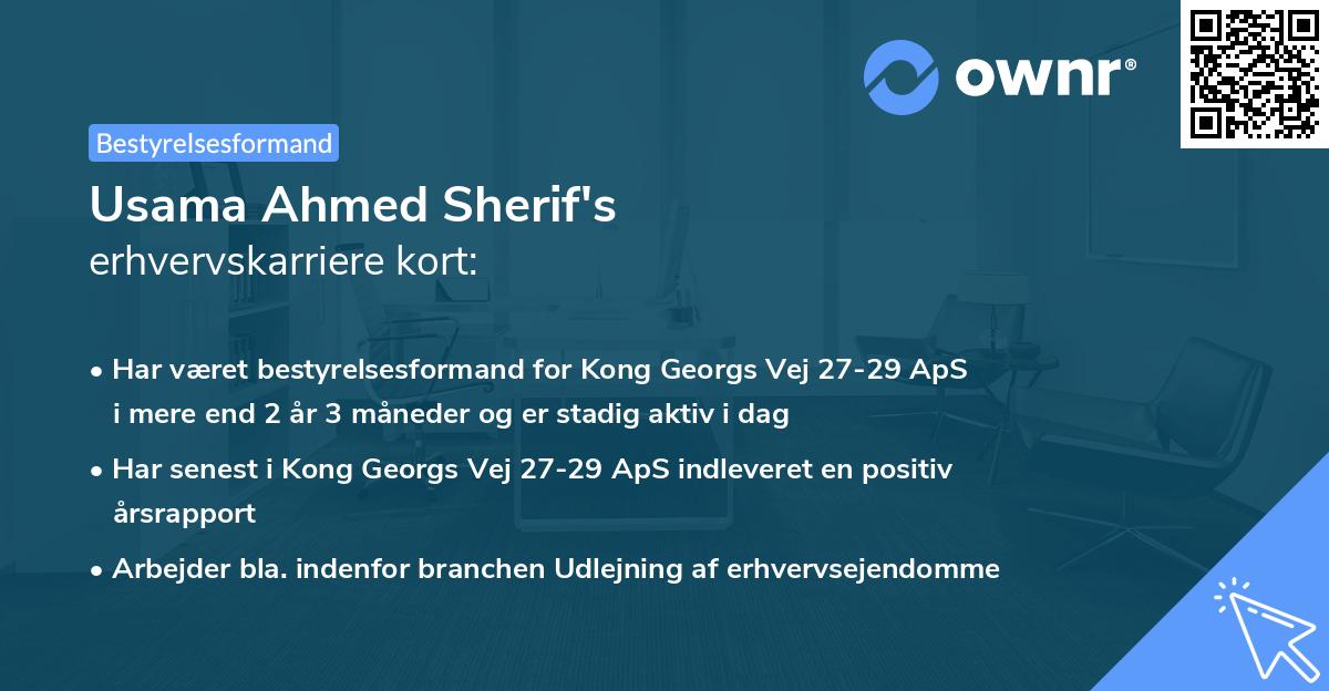 Usama Ahmed Sherif's erhvervskarriere kort