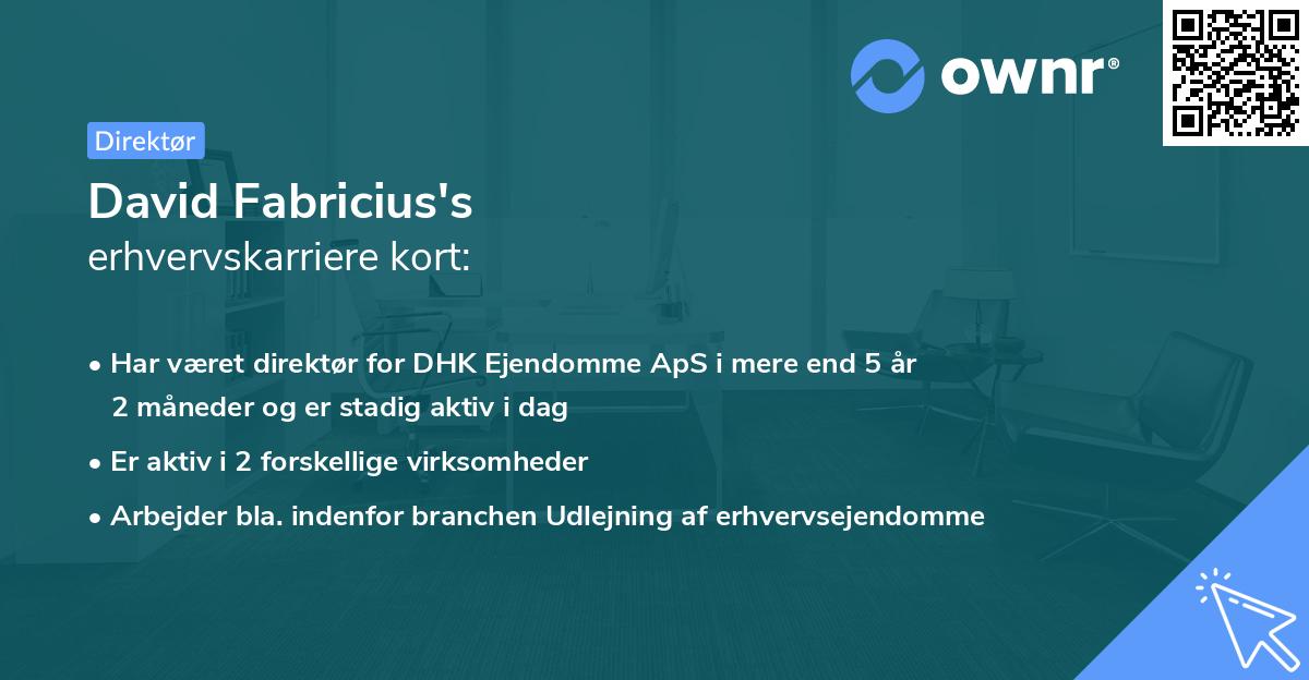 David Fabricius's erhvervskarriere kort