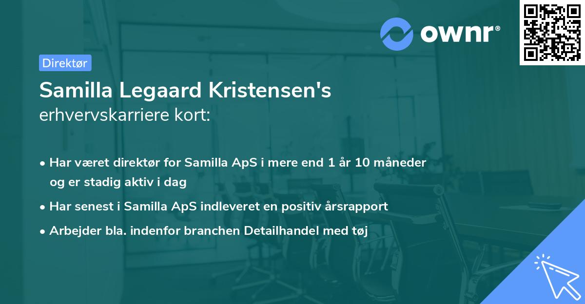 Samilla Legaard Kristensen's erhvervskarriere kort