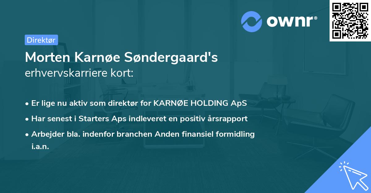 Morten Karnøe Søndergaard's erhvervskarriere kort