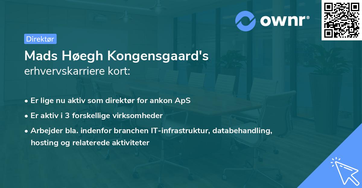 Mads Høegh Kongensgaard's erhvervskarriere kort