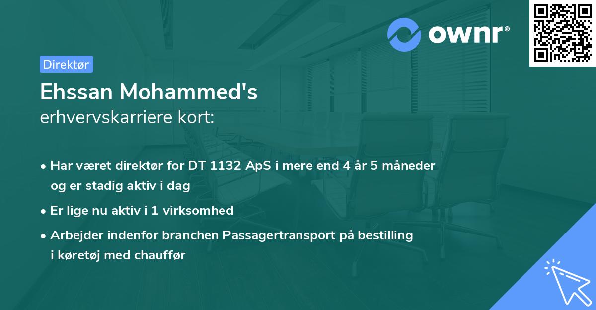 Ehssan Mohammed's erhvervskarriere kort