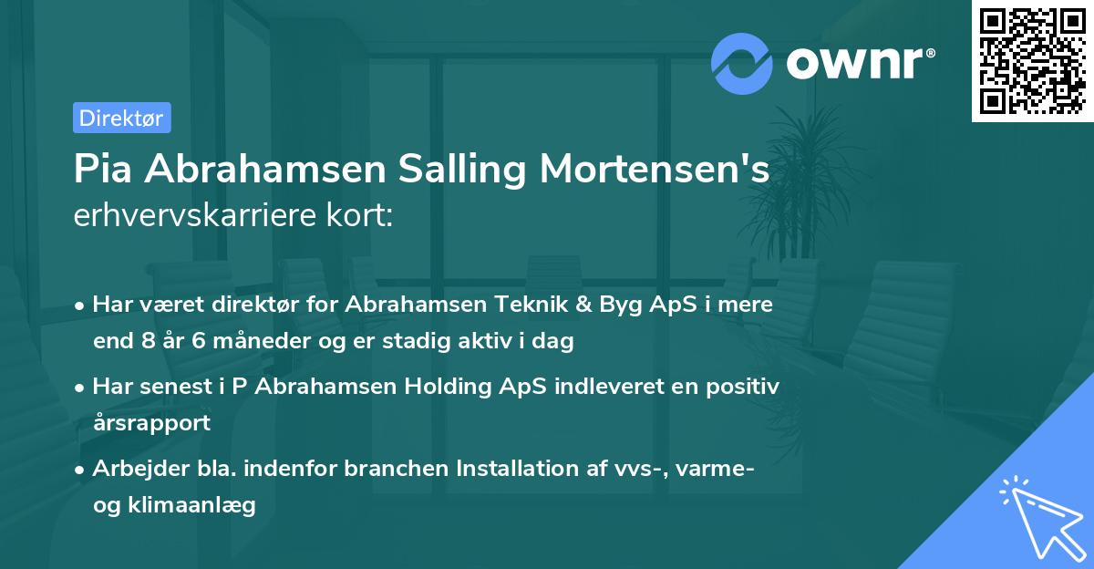 Pia Abrahamsen Salling Mortensen's erhvervskarriere kort