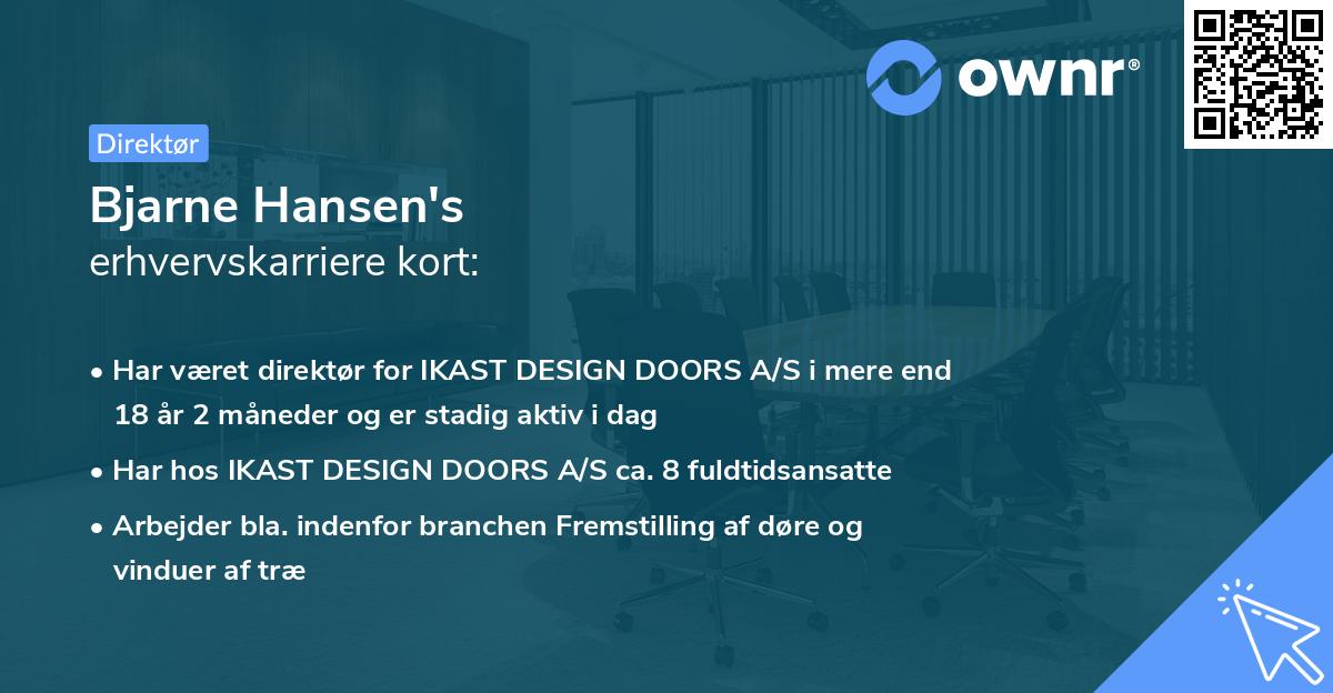 Bjarne Hansen's erhvervskarriere kort