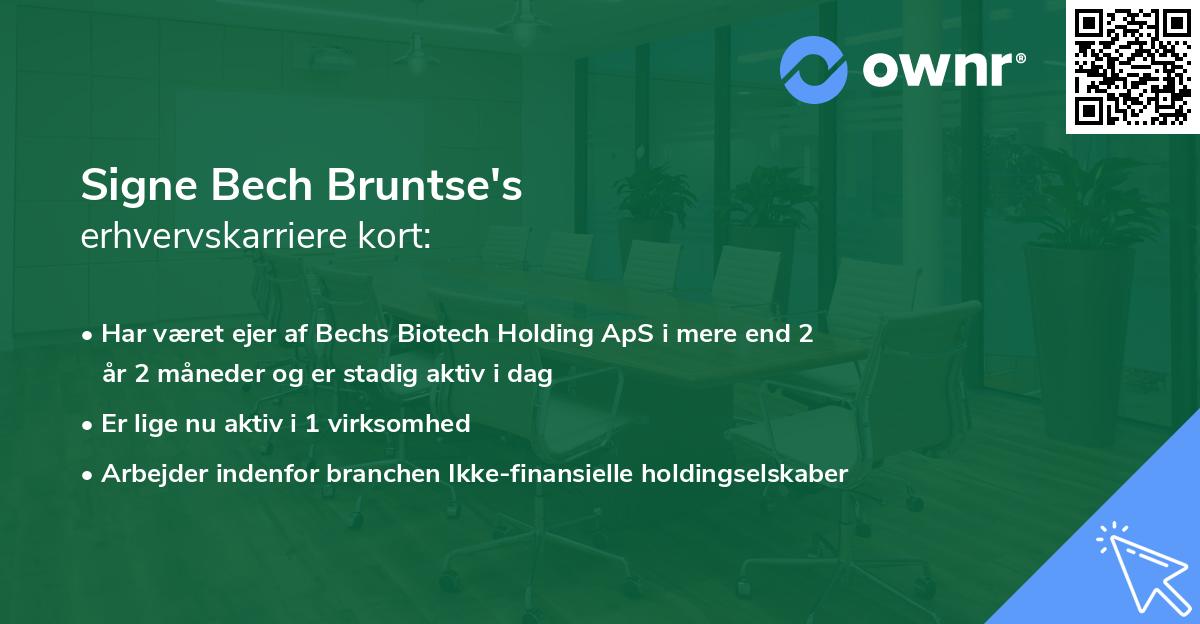 Signe Bech Bruntse's erhvervskarriere kort