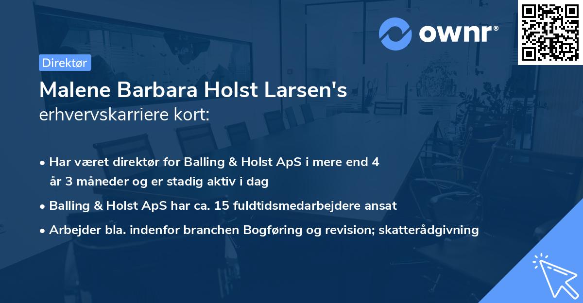 Malene Barbara Holst Larsen's erhvervskarriere kort