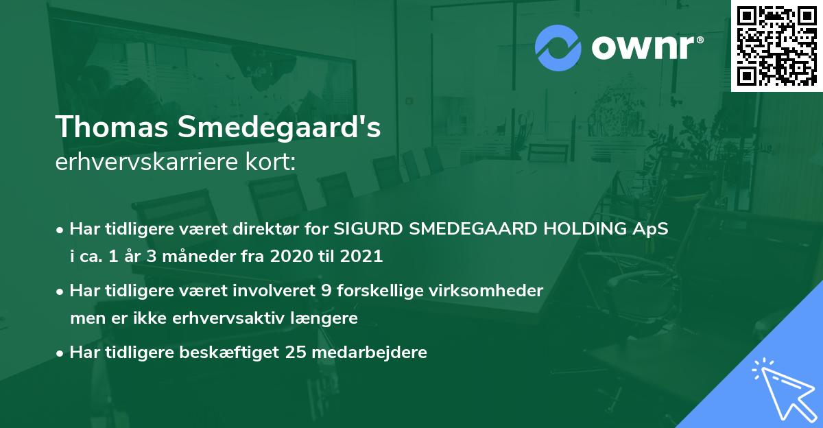 Thomas Smedegaard's erhvervskarriere kort