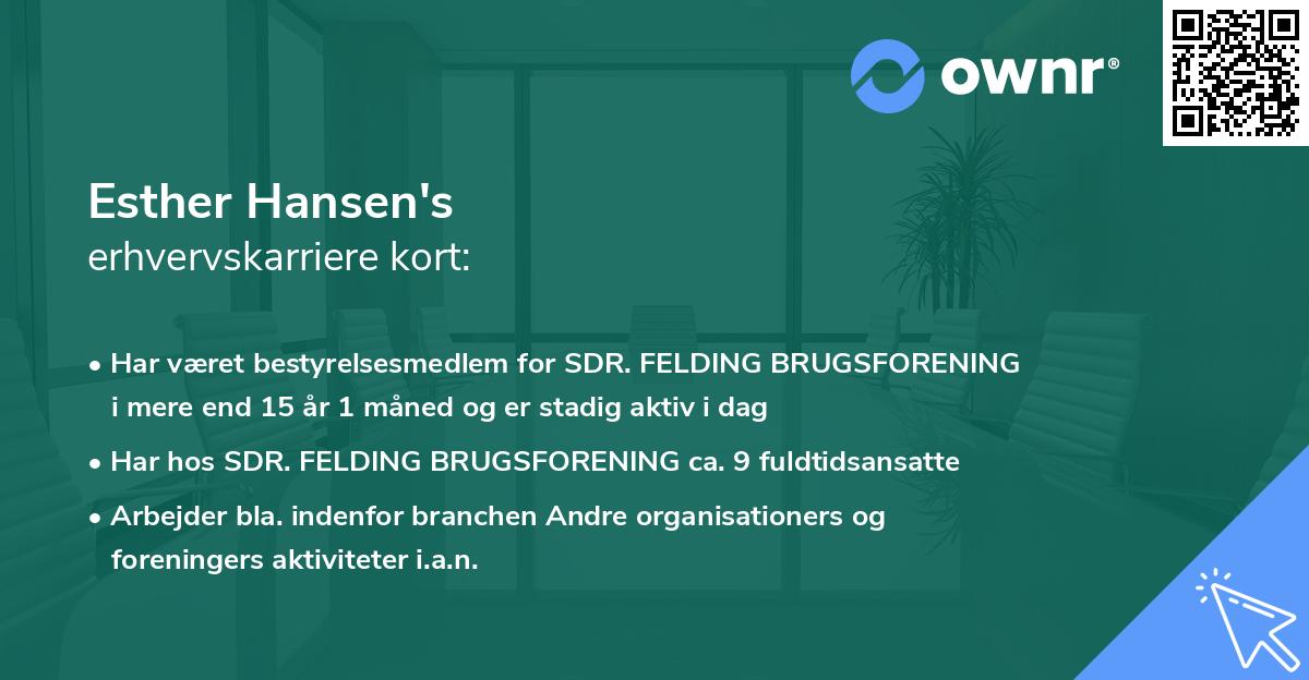 Esther Hansen's erhvervskarriere kort