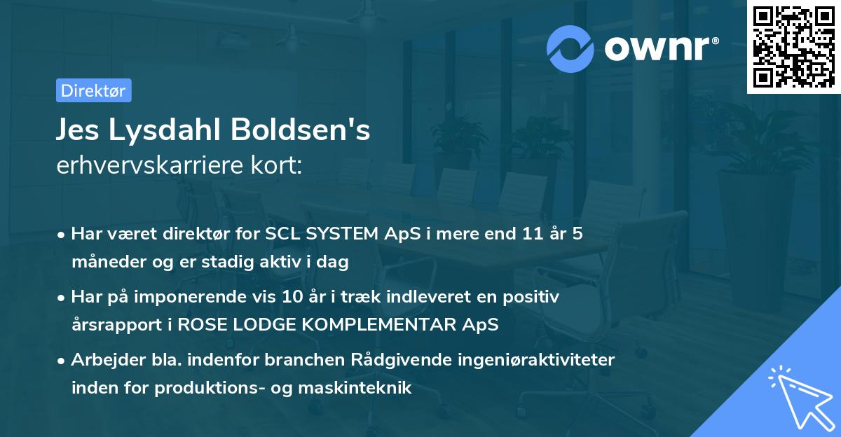 Jes Lysdahl Boldsen's erhvervskarriere kort